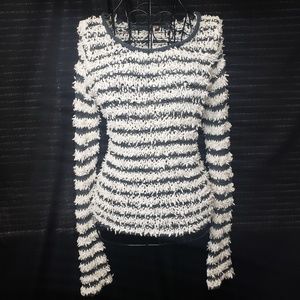 Free People Navy & White Striped Sweater XS